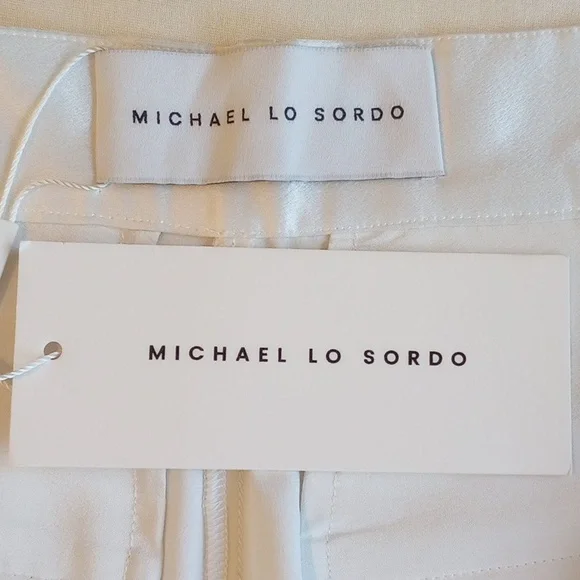 NWT Michael Lo Sordo Relaxed Silk Boy Pant 10 Wide Leg White - Picture 7 of 16